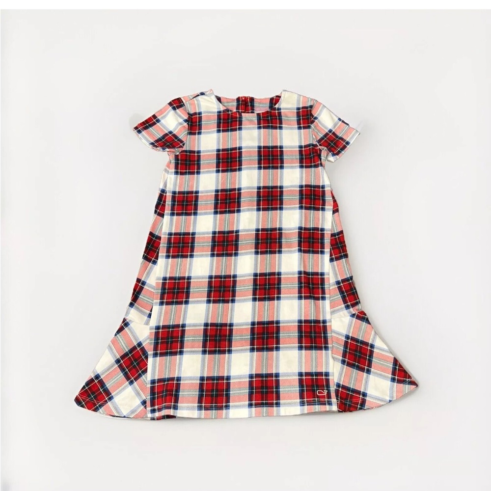 VINEYARD VINES NANTUCKET TARTAN KNIT DRESS PLAID RED WHITE New GIRLS M 12/14